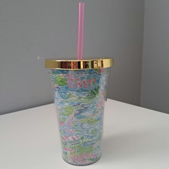 Lilly Pulitzer Other - Lilly Pulitzer Honda Classic Printed Tumbler Cup With Lid & Straw